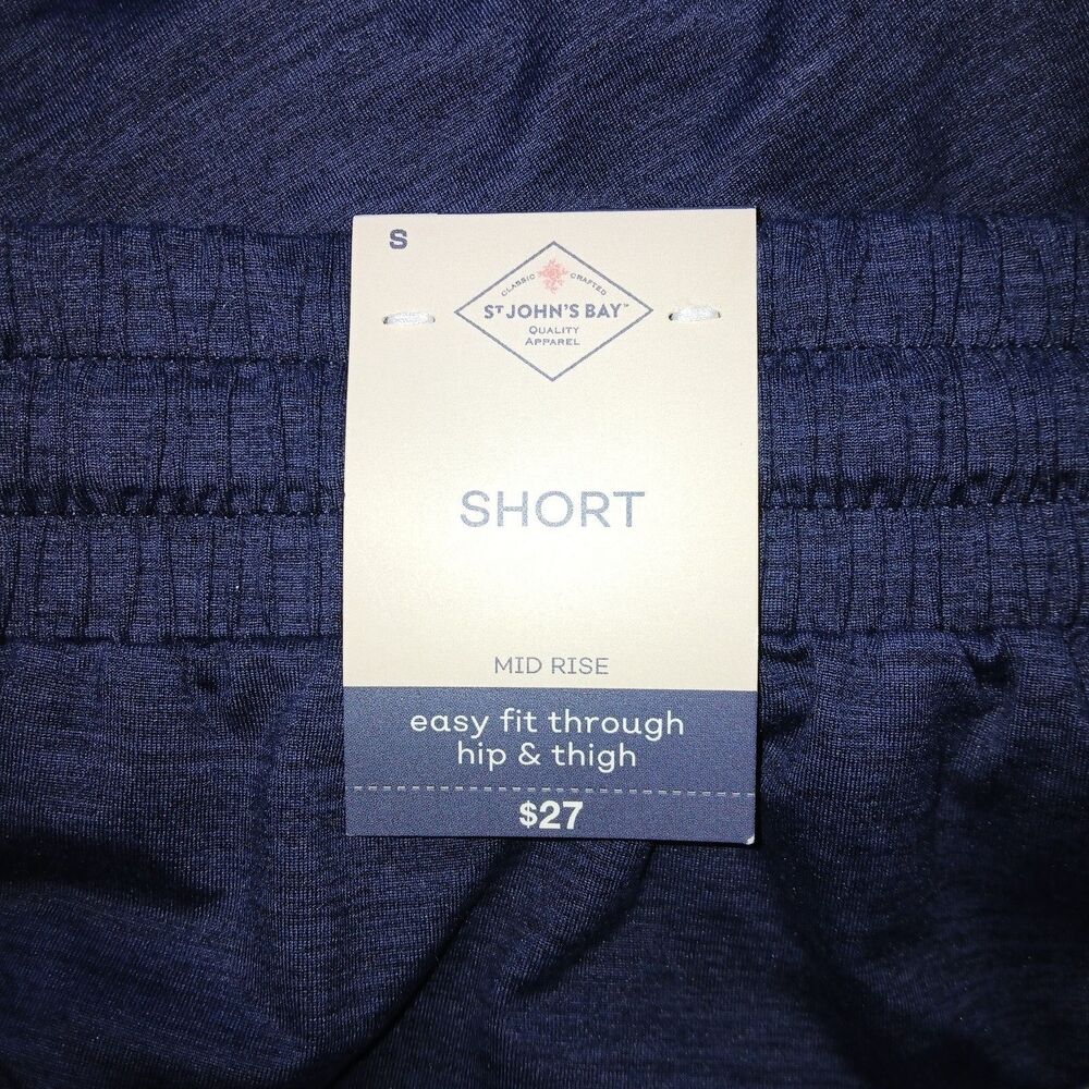 NWT ST JOHN'S BAY Women S Minimalist Pull-On Pockets Drawstring Navy Blue Shorts - Picture 6 of 8